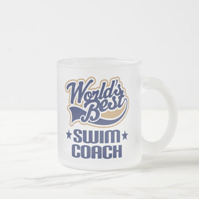 Swim Coach Gift Frosted Glass Coffee Mug (Right)