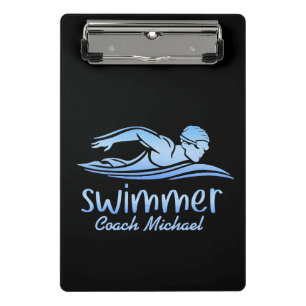 Swim Coach Swimming Pool Personalised Name Mini Clipboard