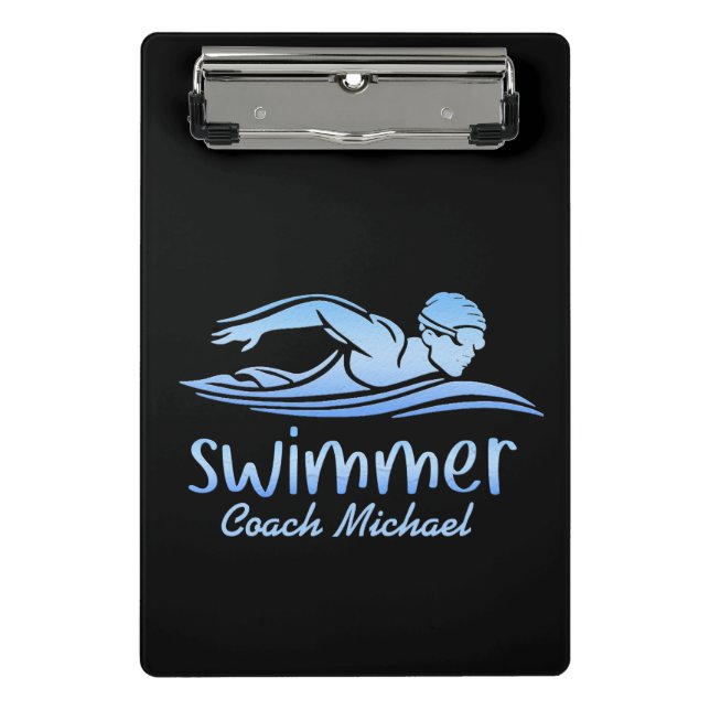  Swim Coach Swimming Pool Personalised Name Mini Clipboard (Front)