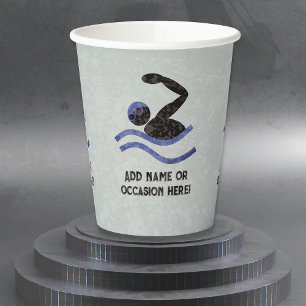 Swim Competition - keen swimmer masculine design Paper Cups