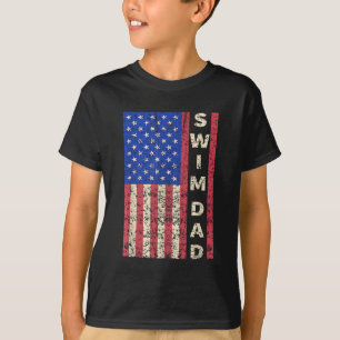 Swim Dad American Flag Swimmer Father's Day Gift T-Shirt