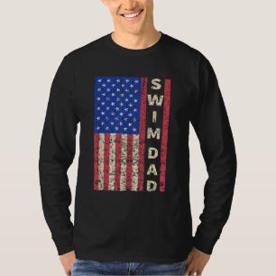Swim Dad American Flag Swimmer Father's Day Gift T-Shirt
