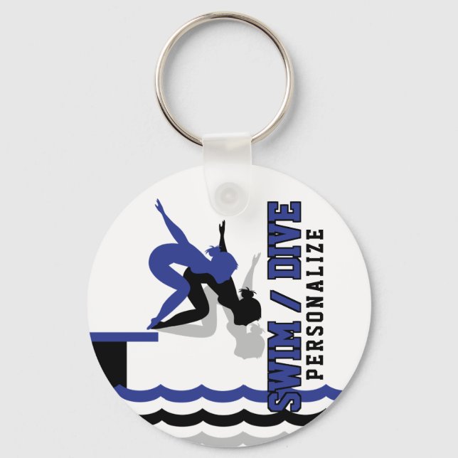 Swim Dive Team - Dark Blue and Black Key Ring (Front)