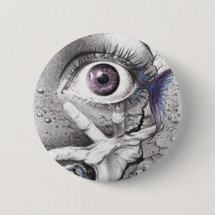 "Swim" eye surreal drawing Buttons