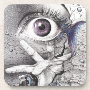 "Swim" eye surreal drawing Coasters