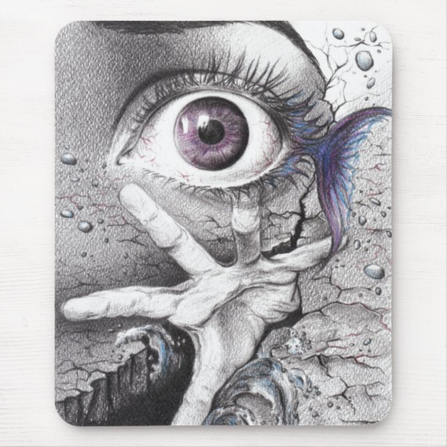 "Swim" eye surreal drawing Mousepad (Front)