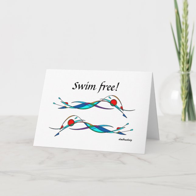 Swim Free Duo Abstract Freestyle Swimmers Card (Front)