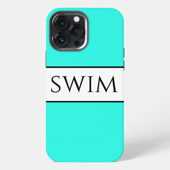 SWIM Fun Sporty Wide Bright Aqua White Stripes iPhone Case (Back)