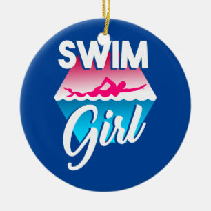Swim Girl Ceramic Tree Decoration
