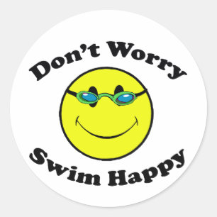 Swim Happy Classic Round Sticker