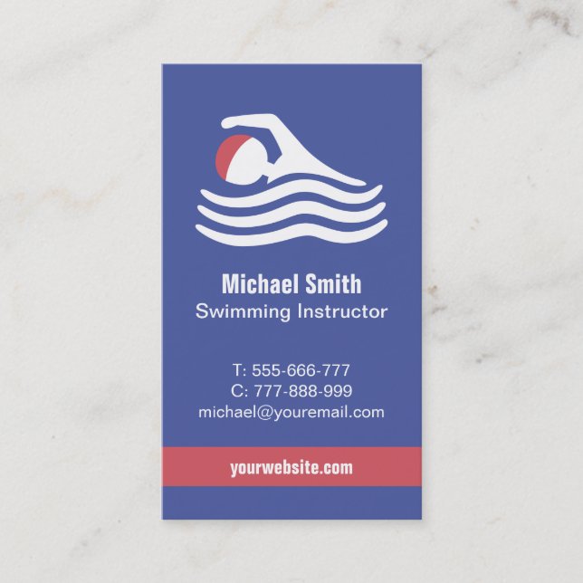 Swim Instructor Lifeguard Business Card (Front)