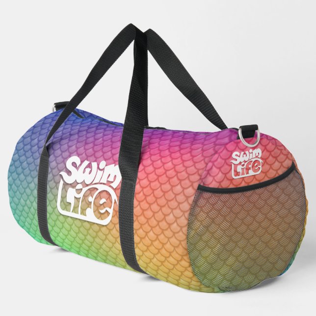Swim Life Rainbow scales Large Duffle Bag (Right Corner)