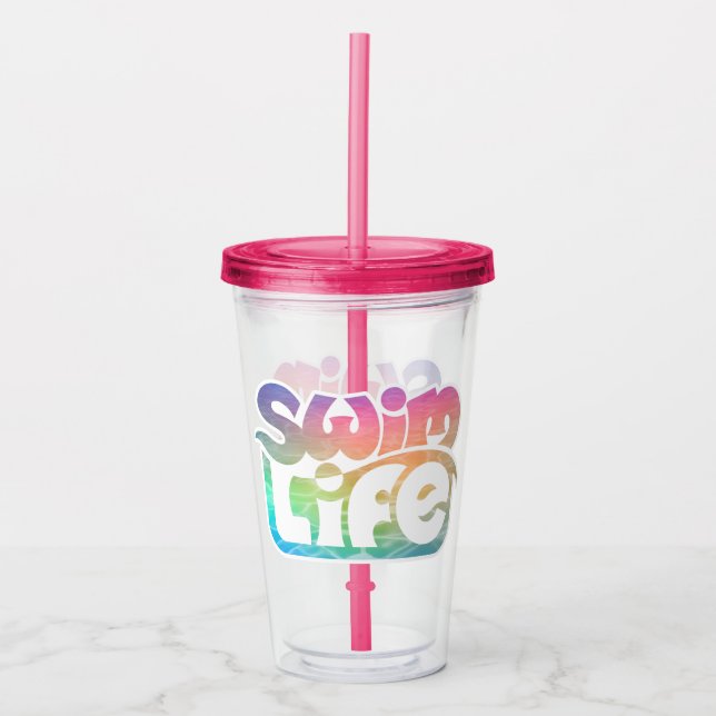 "Swim Life" Unicorn Bathwater colour Acrylic Tumbler (Front)