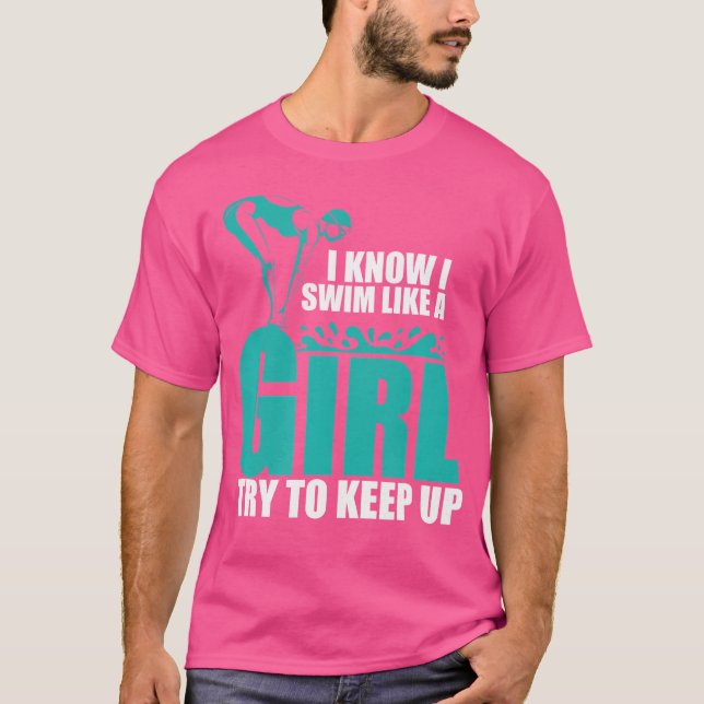 Swim Like Girl Women Ladies Girls Swimming T-Shirt (Front)