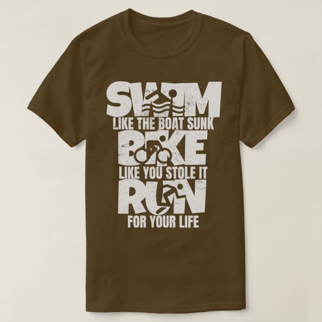 Swim Like The Boat Sunk Funny Triathlon product T-Shirt (Design Front)