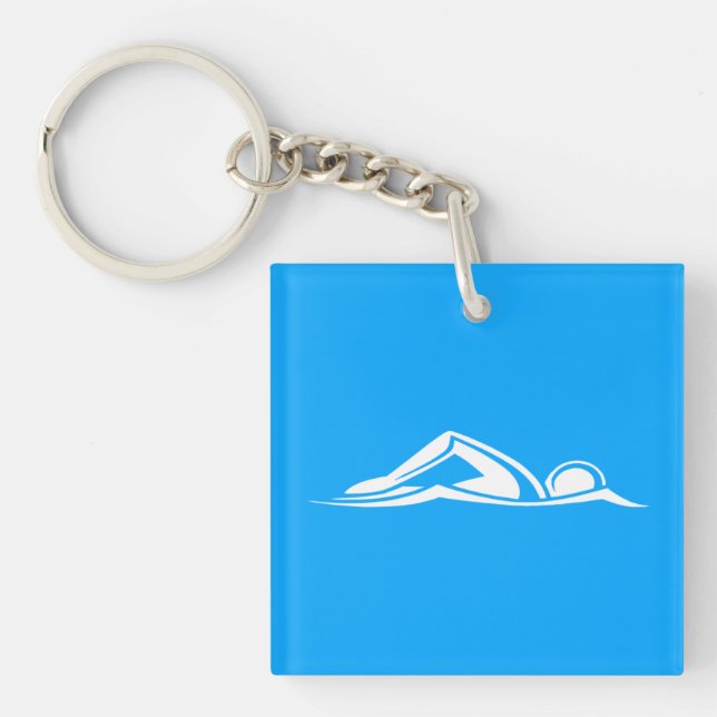 Swim Logo Acrylic Keychain Blue (Front)