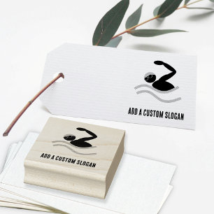 Swim Logo - Custom Text for Water Sports & Fitness Rubber Stamp