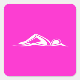Swim Logo Sticker Pink