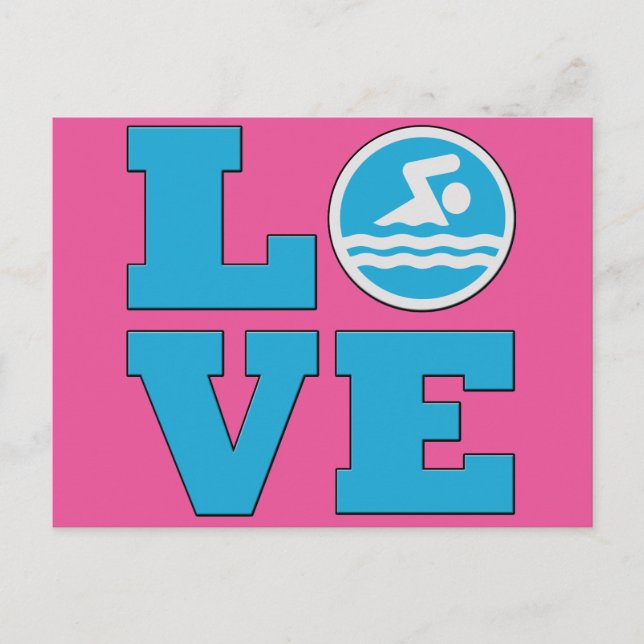 Swim Love For Competitive Swimmers or Coaches Postcard (Front)