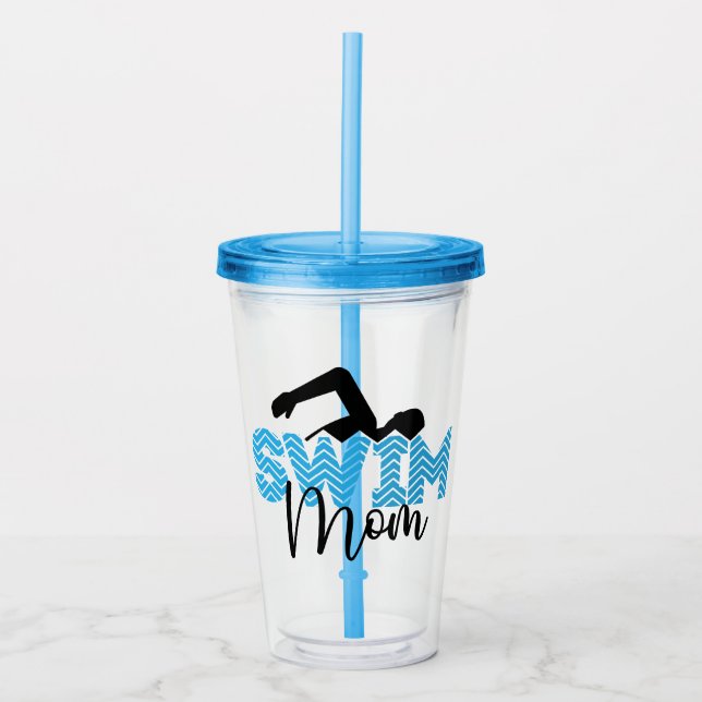Swim Mum Modern Typography Sport Acrylic Tumbler (Front)