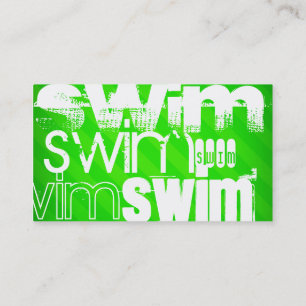 Swim; Neon Green Stripes Business Card