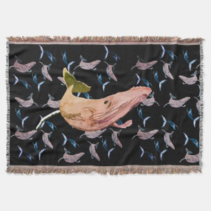 Swim On Whale Friend Throw Blanket