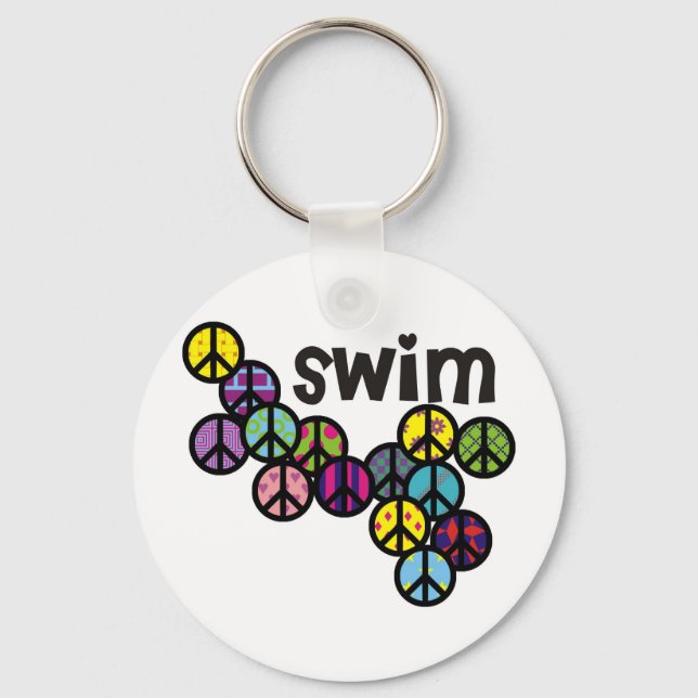 Swim Peace Signs Filled Key Ring (Front)