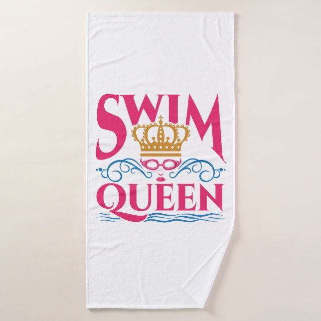 Swim Queen Swimming Swimmer Women Girls Bath Towel (Bath Towel)
