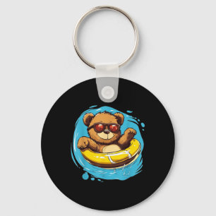 Swim Ring Teddy Bear Costume For Pool Lovers Key Ring