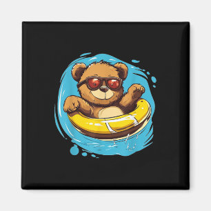 Swim Ring Teddy Bear Costume For Pool Lovers Magnet