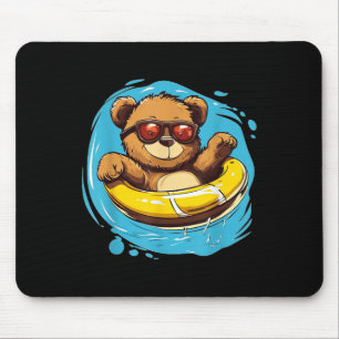 Swim Ring Teddy Bear Costume For Pool Lovers Mouse Pad