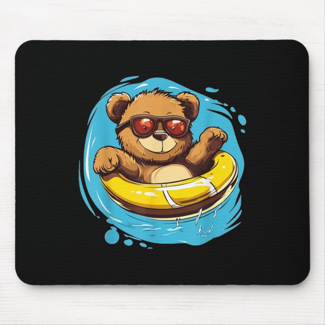 Swim Ring Teddy Bear Costume For Pool Lovers  Mouse Pad (Front)