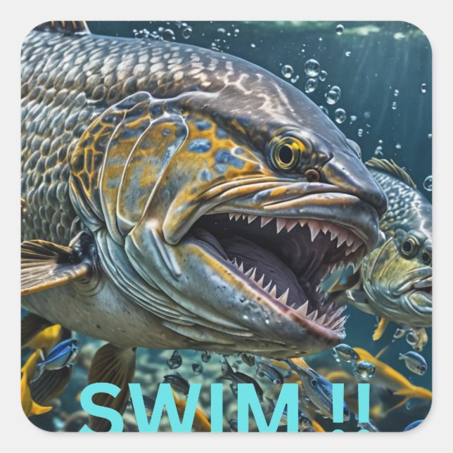 Swim !! square sticker (Front)