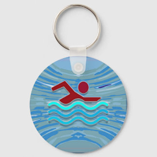 SWIM Swimmer Love Heart Pink Red Pool NVN695 FUN Key Ring