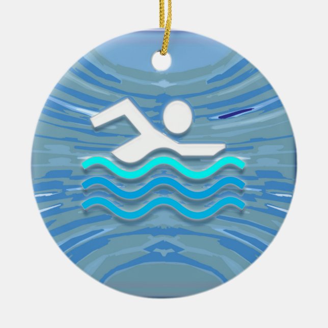 SWIM Swimmer Success Dive Plunge Success NVN238 Ceramic Tree Decoration (Front)