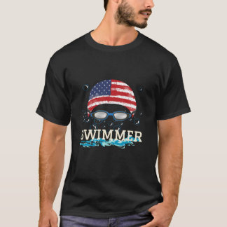 Swim Swimmer Swimming Sports Usa Flag Cap T-Shirt