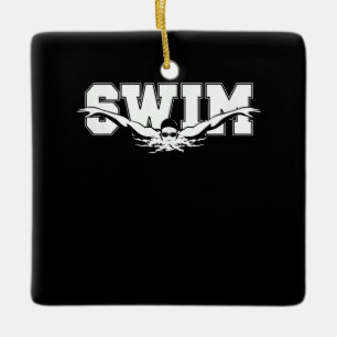 Swim  Swimmers Competitive Swimming Athletic Gift Ceramic Ornament