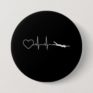 Swim - Swimming Heartbeat 7.5 Cm Round Badge