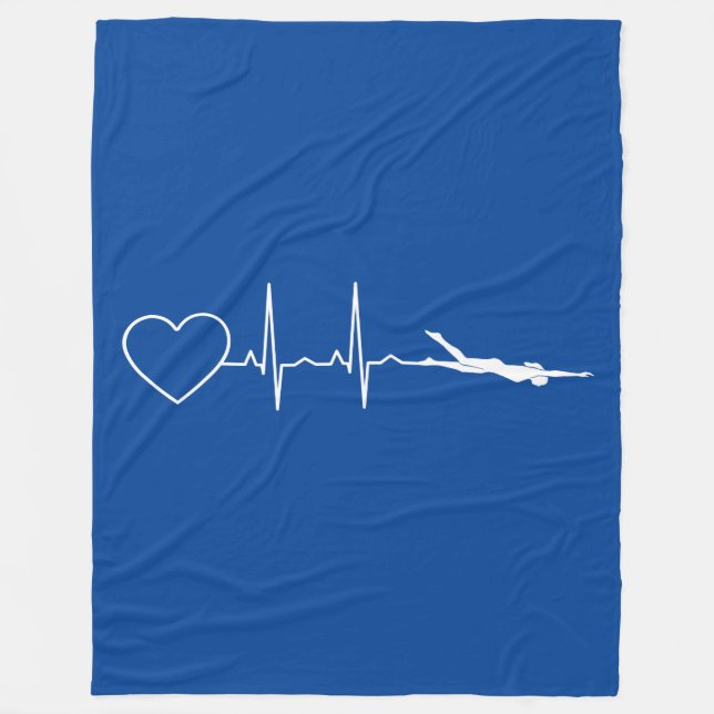 Swim - Swimming Heartbeat Fleece Blanket (Front)