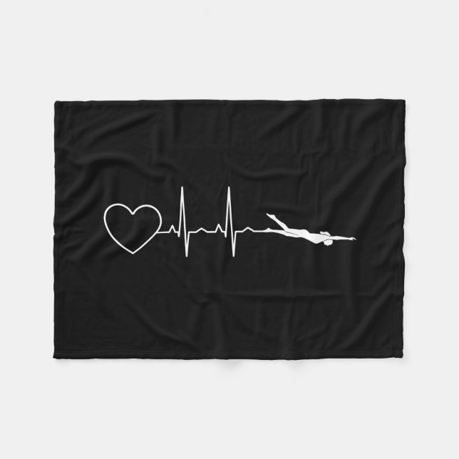 Swim - Swimming Heartbeat Fleece Blanket (Front (Horizontal))