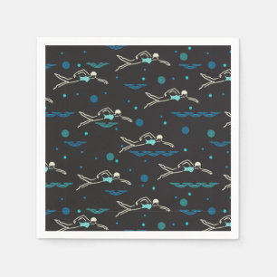 Swim Swimming Swimmers Pattern Black Ver Napkin