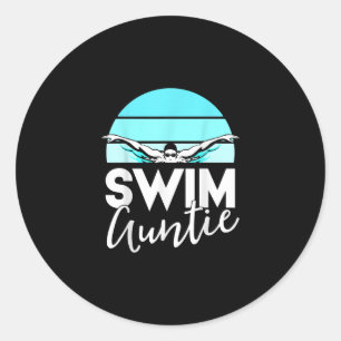 Swim Team Aunt Auntie Nephew Swimming Swimmer Gift Classic Round Sticker
