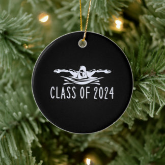 Swim Team Class Of 2024 Swimmer Swimming Ceramic Tree Decoration