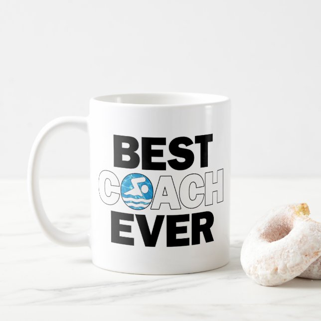 Swim Team Coach Best Coach Ever Swimming & Diving Coffee Mug (With Donut)