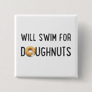 Swim Team, Funny swimmer gift, doughnuts 15 Cm Square Badge