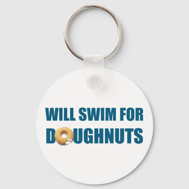 Swim team gift funny, swimming for doughnuts key ring (Front)