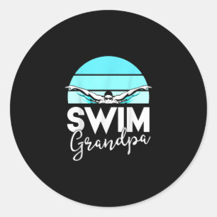 Swim Team Grandpa Papa Swimming Meet Swimmer Gift Classic Round Sticker