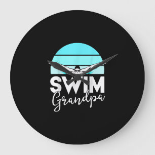 Swim Team Grandpa Papa Swimming Meet Swimmer Gift Large Clock