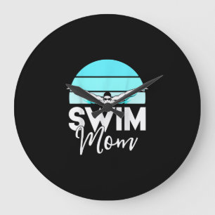Swim Team Mum Mor School Swimming Meet Swimmer Large Clock