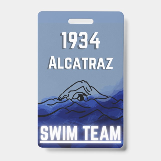 Swim Team Novelty Badge ID Badge (Front)